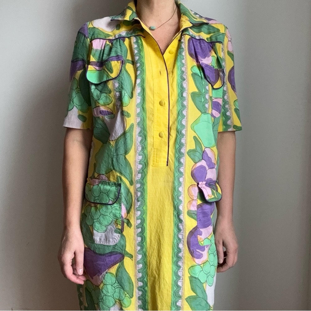 Vintage Livio de Simone Colorful Dress with Floral Pattern Made in Capri Italy - Picture 11 of 11